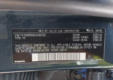 2010 Volvo S40 2.4I from USA, damaged, VIN YV1390MS9A2490226